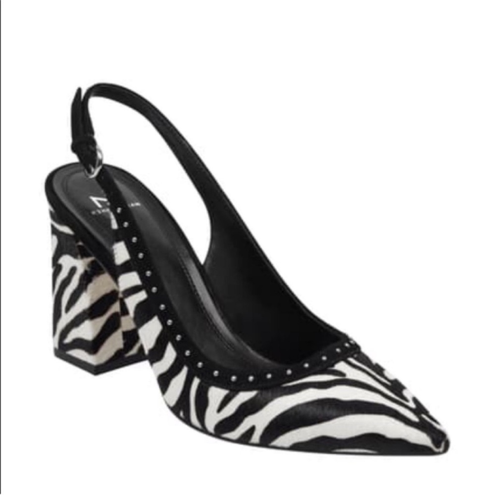 Marc Fisher Joily white pony Heels Animal Print s 6